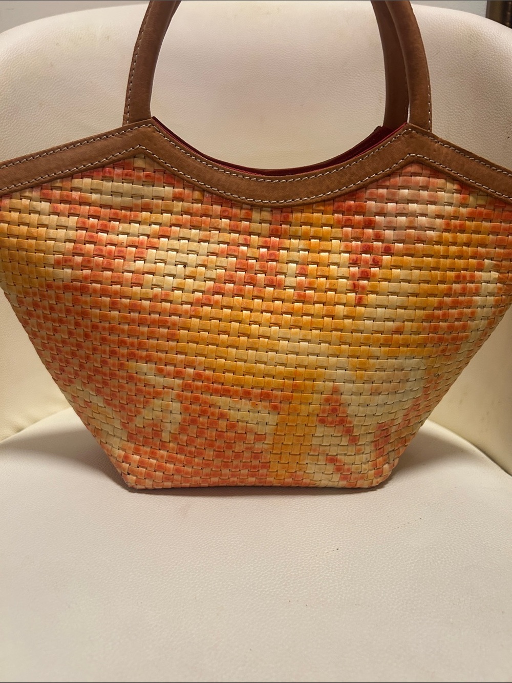 Nordstrom Woven Tote in Orange, Yellow and Tan